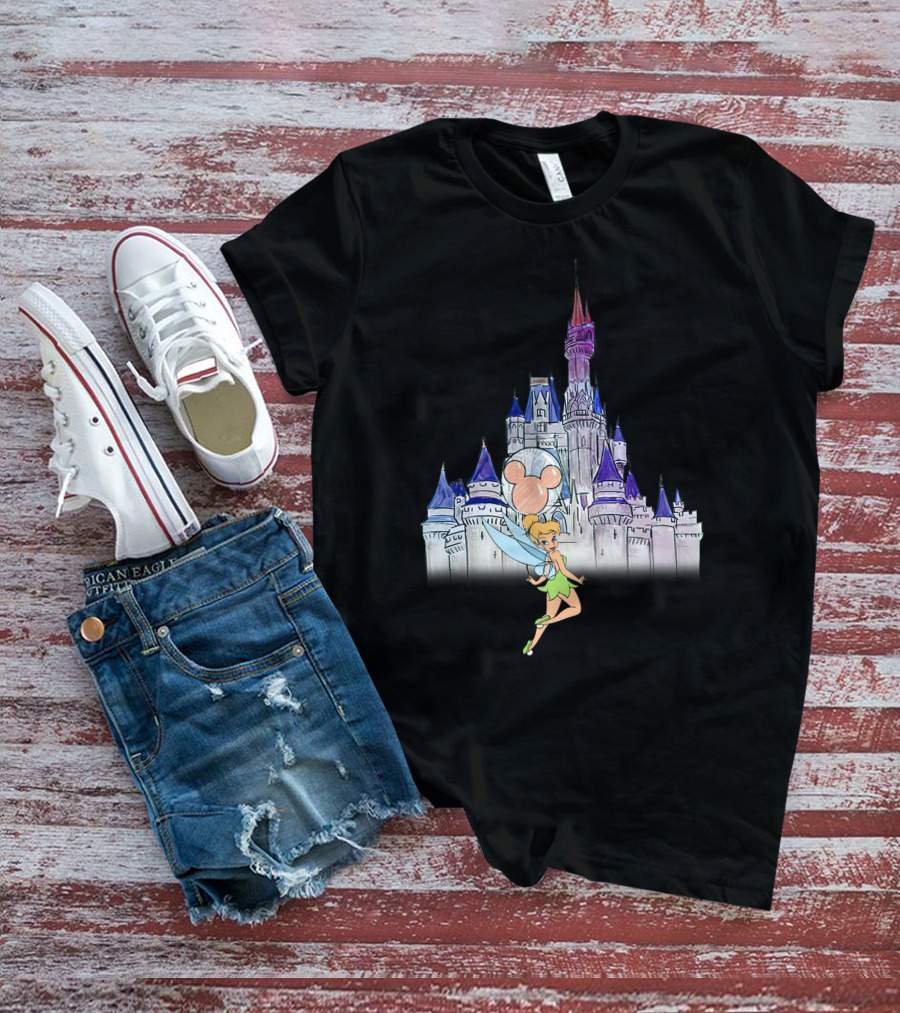 Tinker Bell At Disney Castle With Mickey Balloon T-Shirt