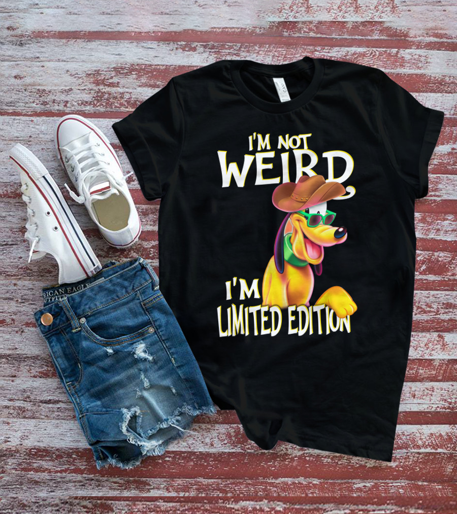 I'm Not Weird I'm Pluto Wearing Cowboy Hat And Sunglasses T-Shirt