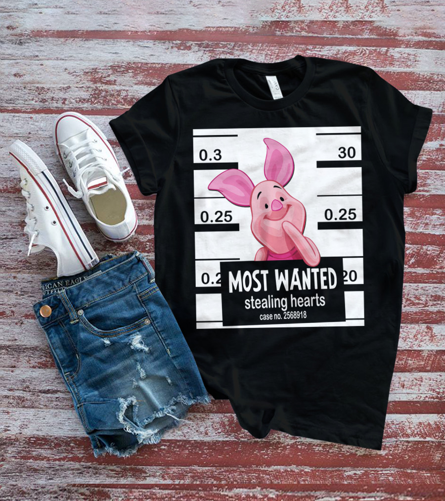 Most Wanted Piglet Stealing Hearts Mugshot Case No. 2568918 T-Shirt