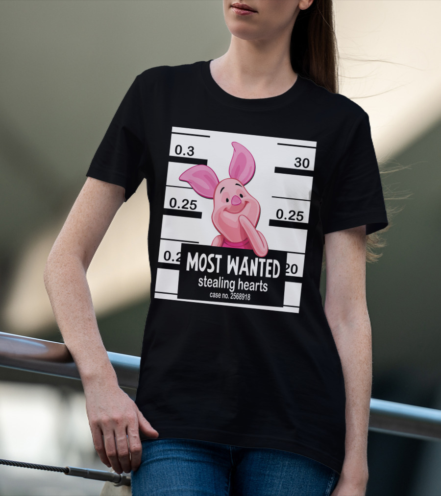 Most Wanted Piglet Stealing Hearts Mugshot Case No. 2568918 T-Shirt