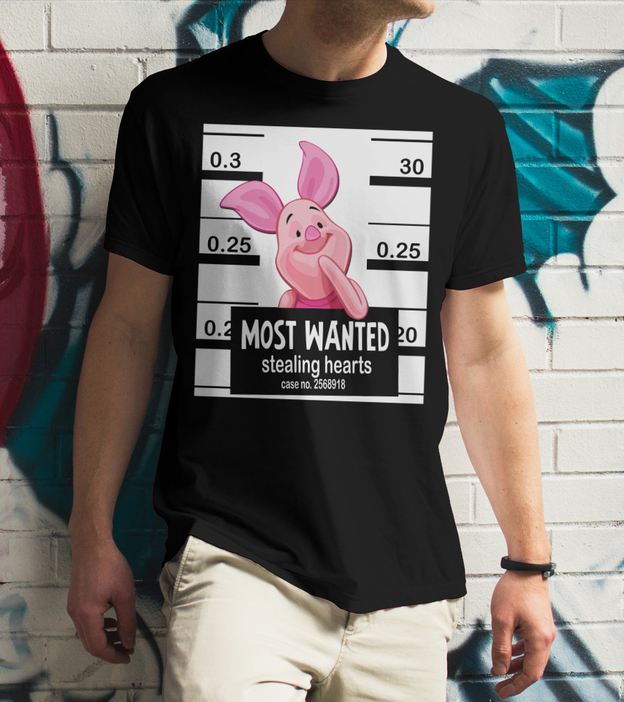 Most Wanted Piglet Stealing Hearts Mugshot Case No. 2568918 T-Shirt