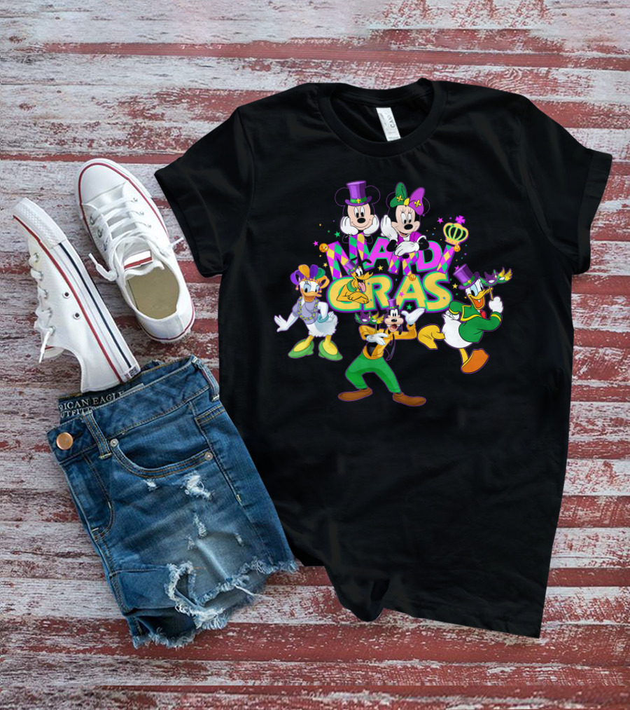 Mardi Gras Mickey Minnie Donald Daisy Goofy T-Shirt