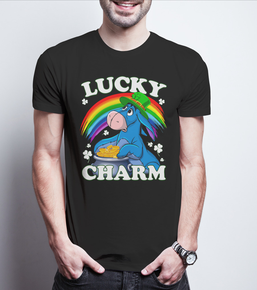 Leprechaun Rainbow Eeyore Lucky Charm Clover St. Patrick's Pot Of Gold T-Shirt