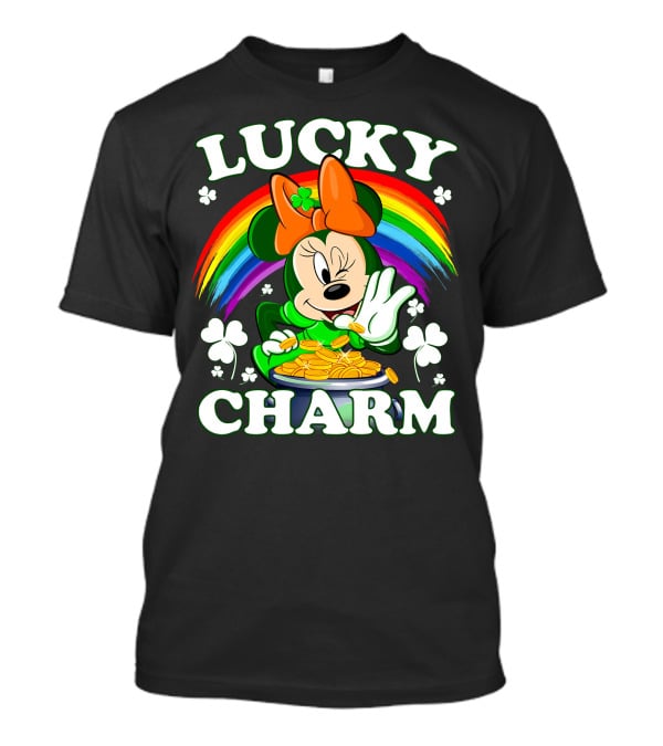 Minnie Lucky Charm Rainbow Pot Of Gold Shamrocks T-Shirt