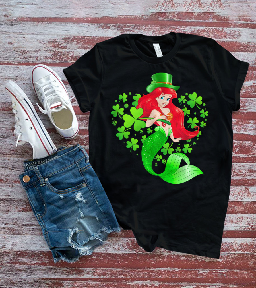 Ariel St. Patrick's Day Clover Mermaid T-Shirt