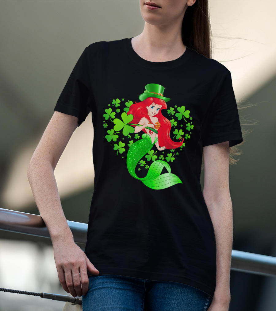 Ariel St. Patrick's Day Clover Mermaid T-Shirt