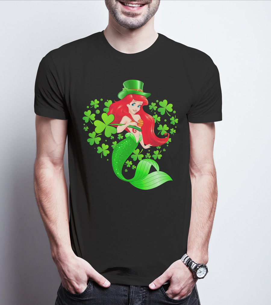 Ariel St. Patrick's Day Clover Mermaid T-Shirt