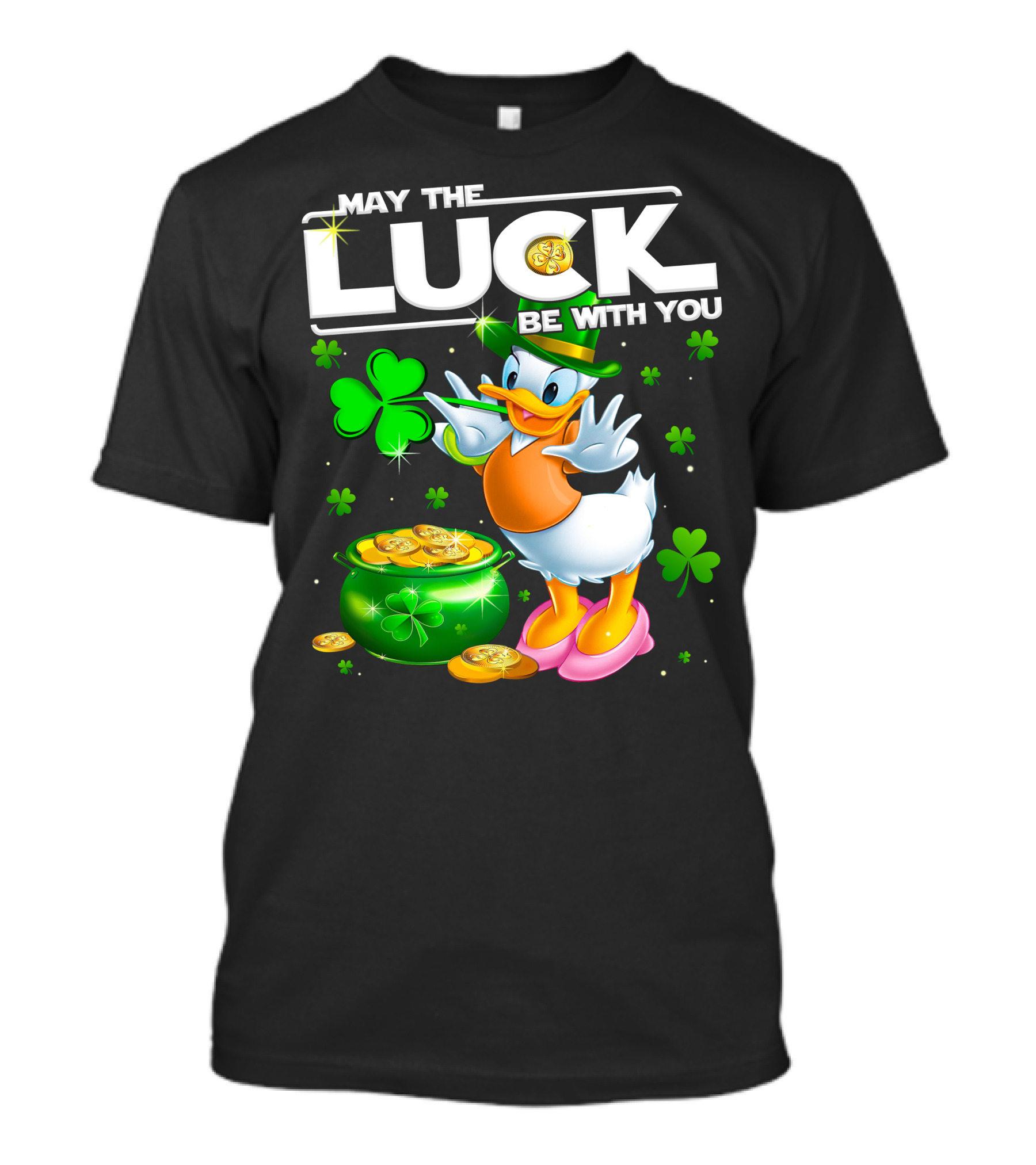 May The Luck Be With You Daisy Duck With Shamrocks And Pot Of Gold T-Shirt