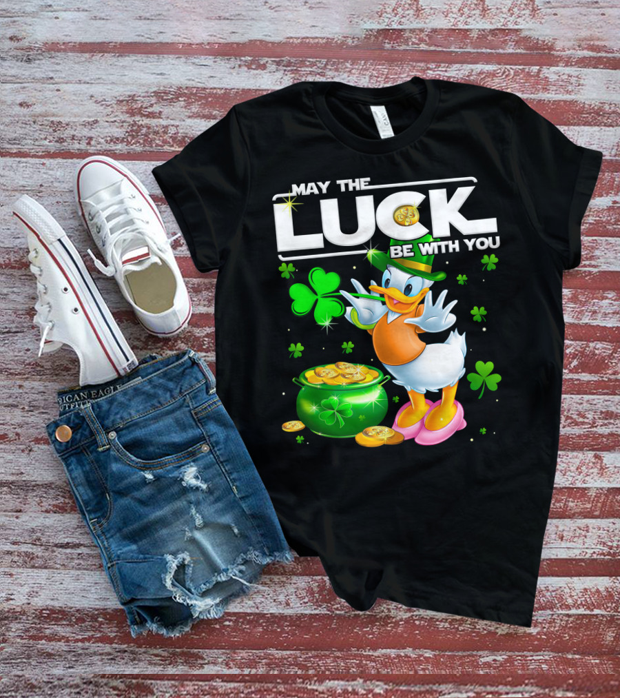 May The Luck Be With You Daisy Duck With Shamrocks And Pot Of Gold T-Shirt