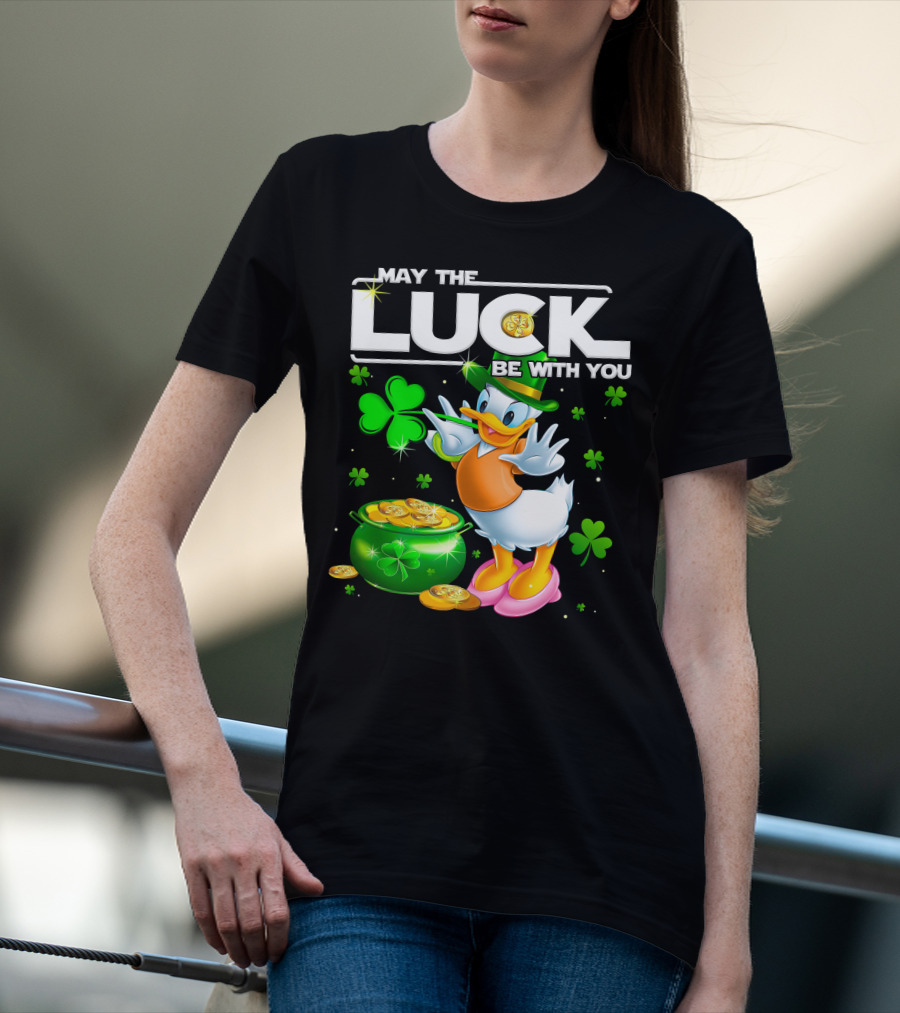 May The Luck Be With You Daisy Duck With Shamrocks And Pot Of Gold T-Shirt