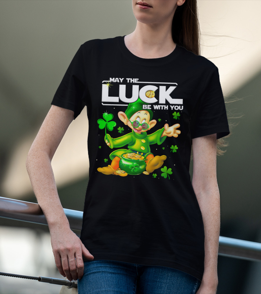 May The Luck Be With You Dopey Coins Shamrock Pot T-Shirt