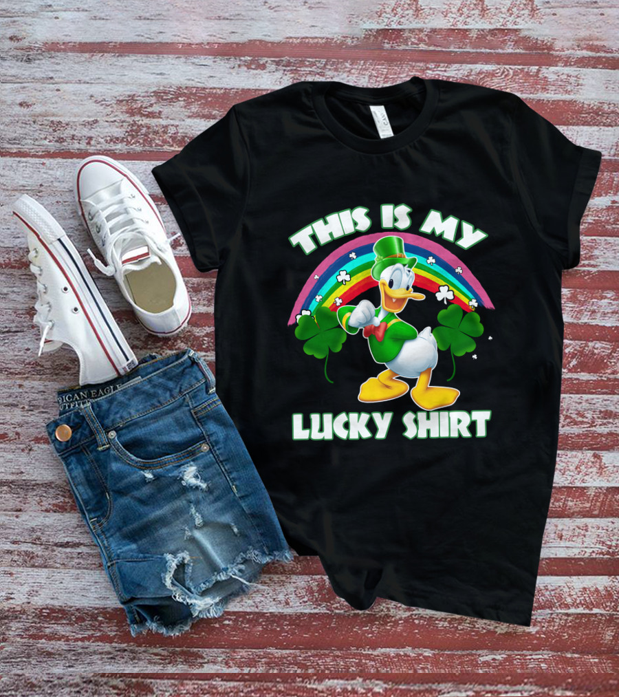 This Is My Lucky Shirt Donald Duck Rainbow Shamrock T-Shirt