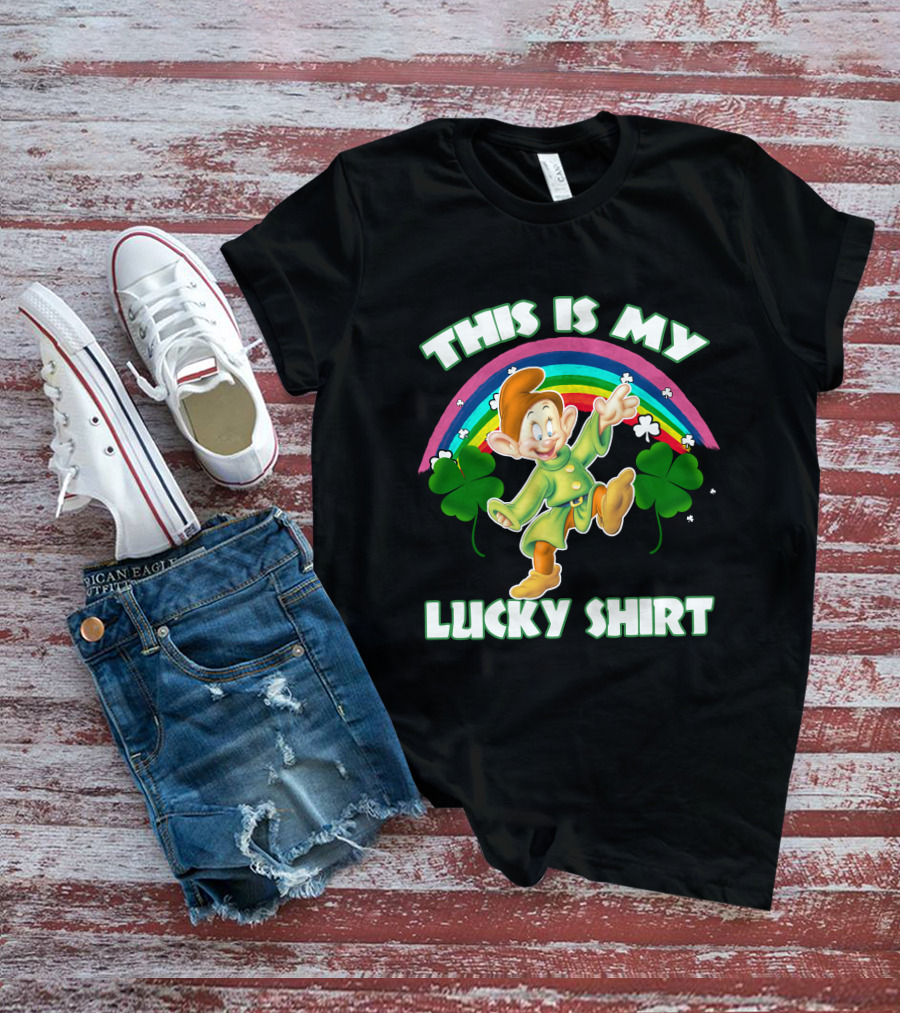 This Is My Lucky Shirt Dopey Rainbow Shamrock T-Shirt
