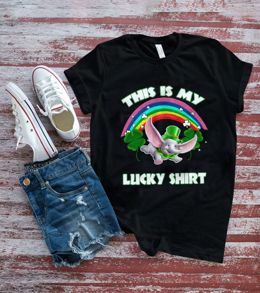 This Is My Lucky Shirt Dumbo Rainbow Shamrock T-Shirt