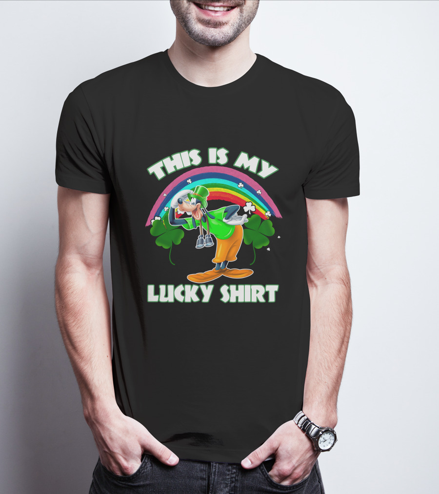 This Is My Lucky Shirt Goofy Rainbow Shamrocks T-Shirt