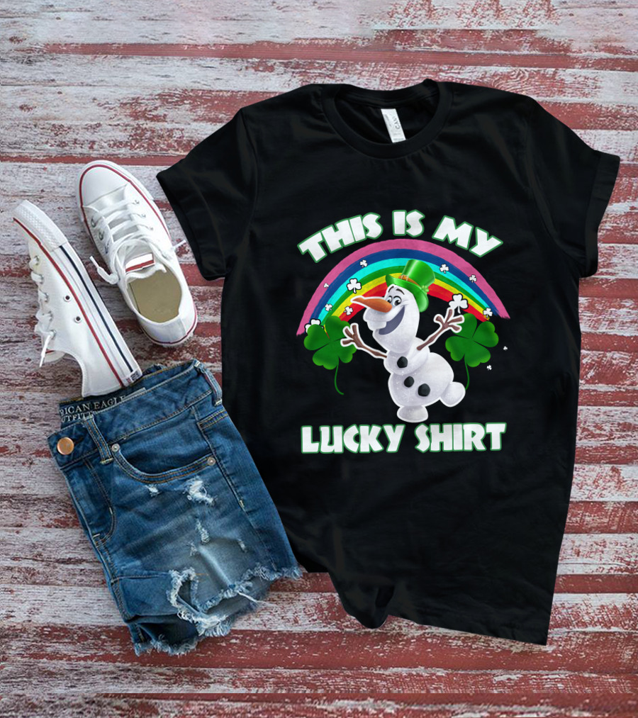 This Is My Lucky Shirt Olaf Rainbow And Shamrocks T-Shirt
