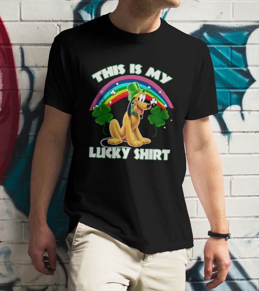 This Is My Lucky Shirt Pluto Rainbow Clover St. Patrick's Day T-Shirt