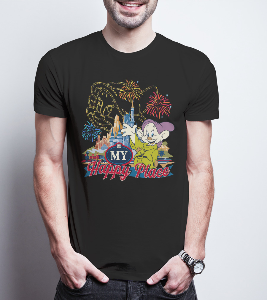 My Happy Place Dopey Fireworks Disney Castle T-Shirt
