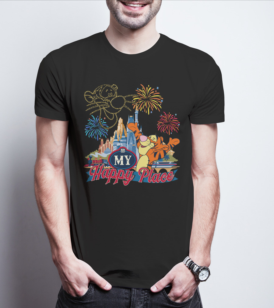 My Happy Place Tigger Castle Fireworks Celebration T-Shirt