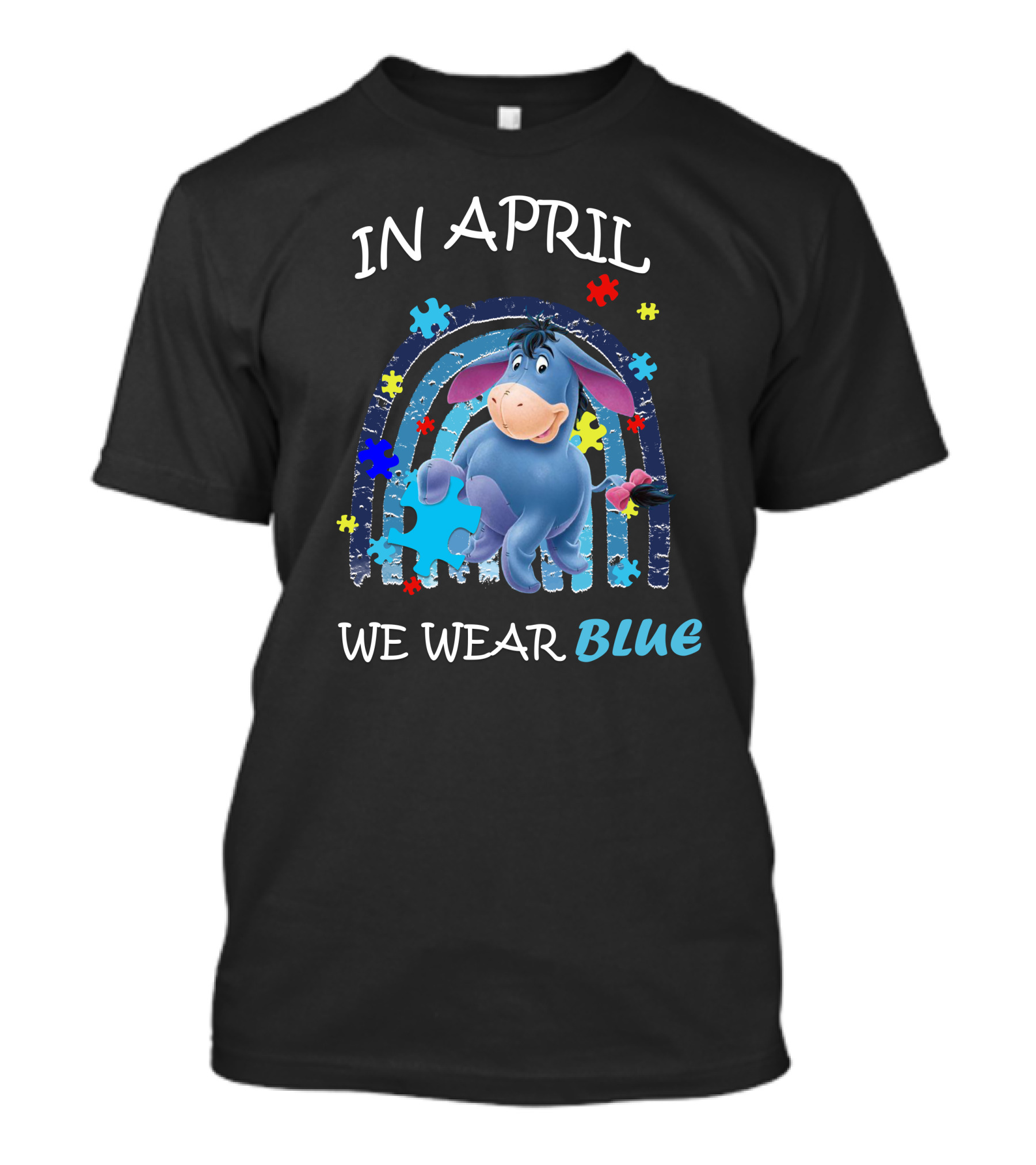 In April We Wear Blue Eeyore Puzzle Piece T-Shirt