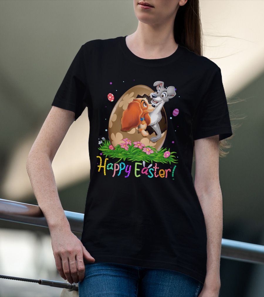 Happy Easter Lady And The Tramp Egg Scene T-Shirt