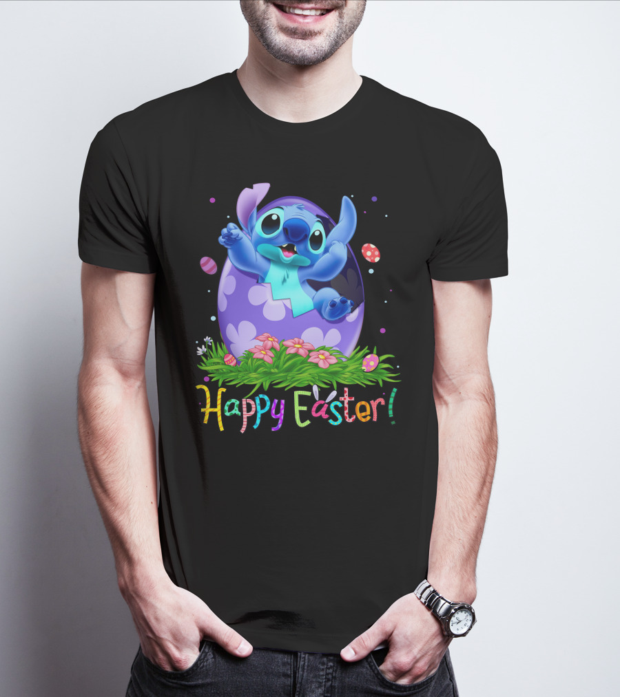 Stitch Happy Easter Egg Celebration T-Shirt