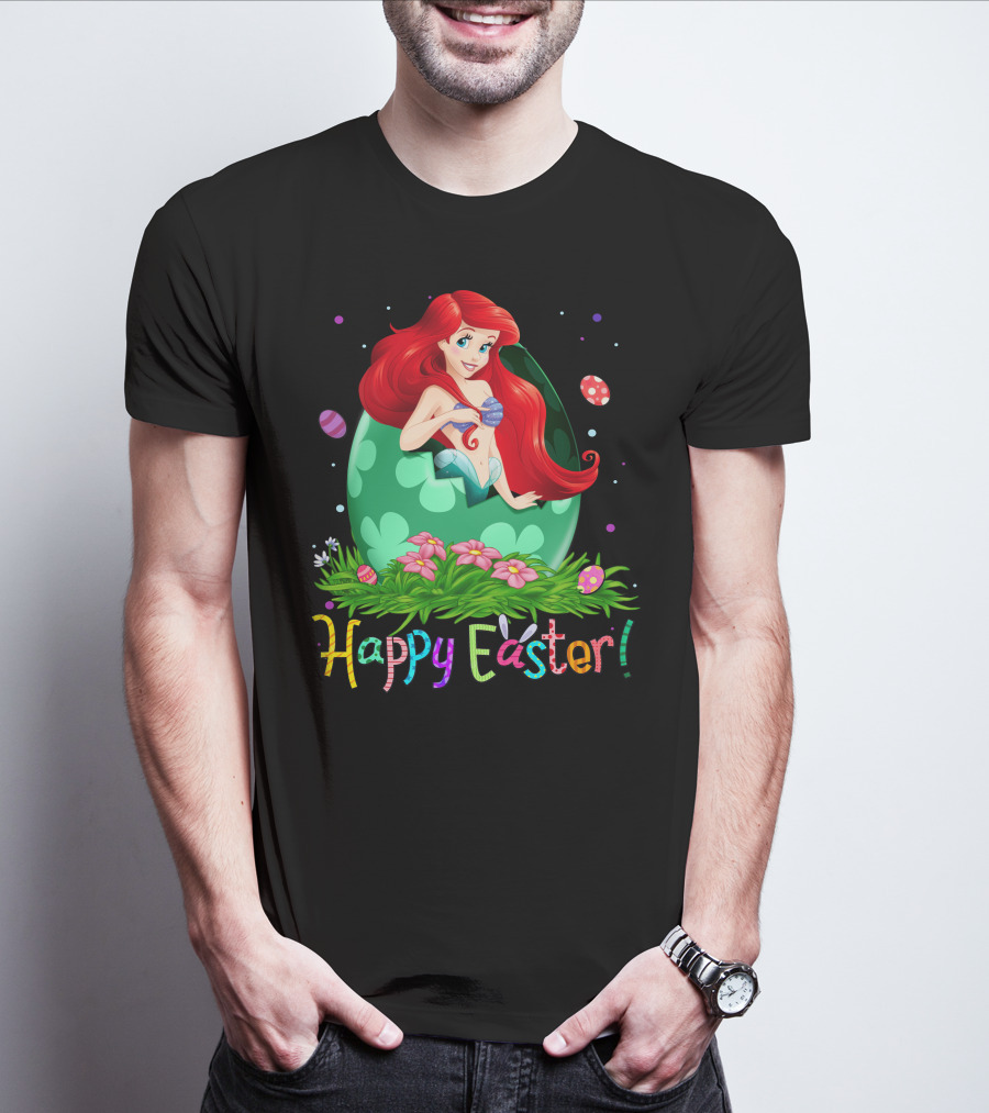 Happy Easter Ariel Egg And Flowers T-Shirt
