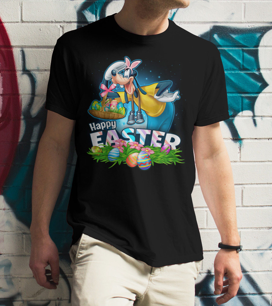 Goofy Happy Easter Basket Of Eggs T-Shirt