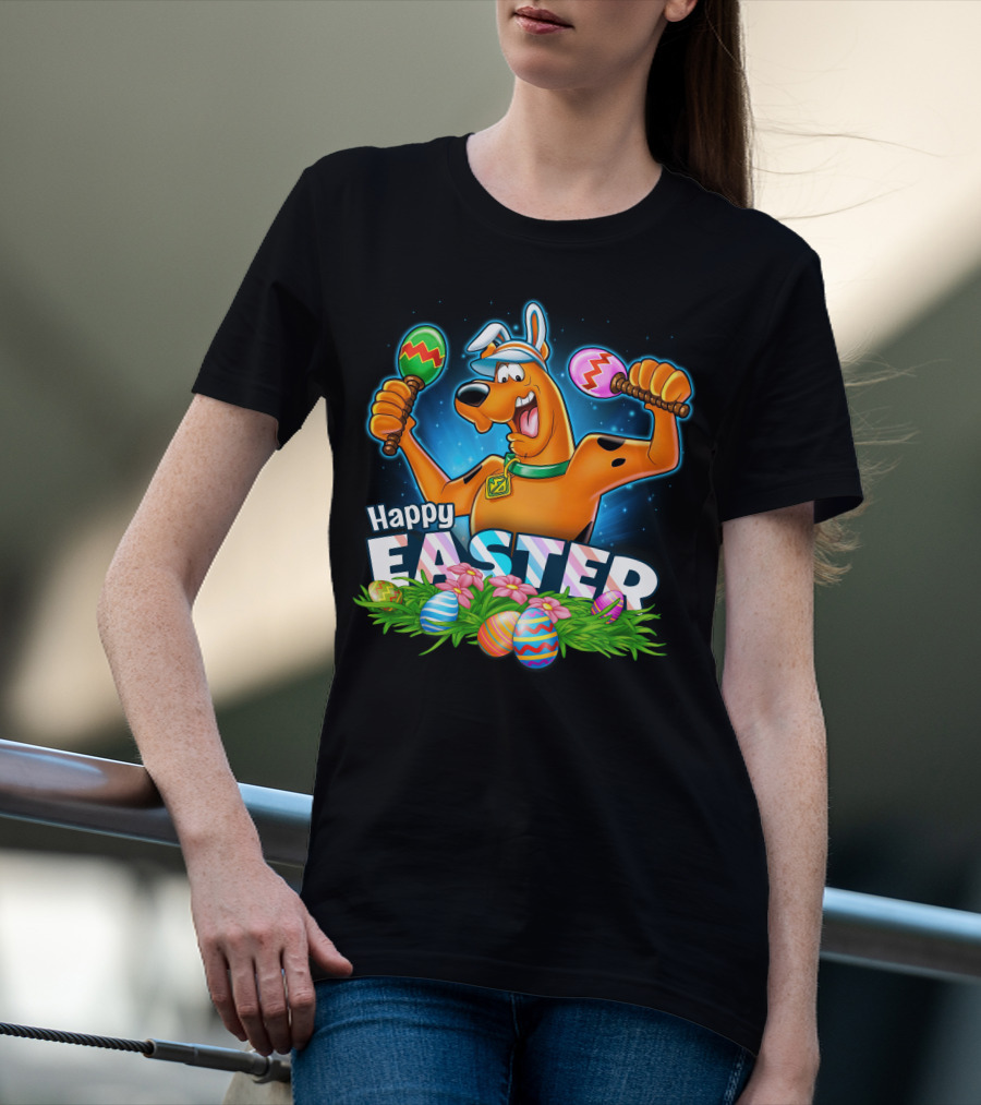 Scooby Doo Celebrates Happy Easter With Colorful Eggs And Maracas T-Shirt