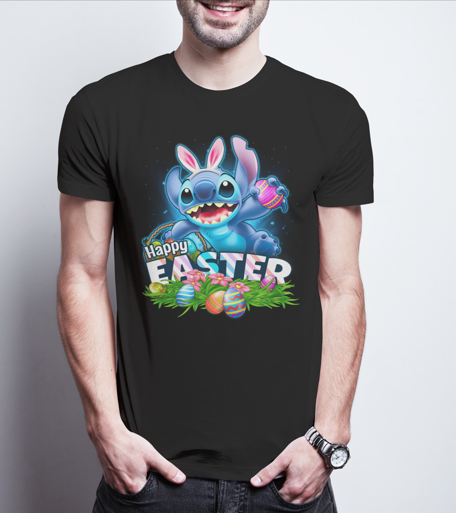 Happy Easter STITCH Easter Eggs Rabbit Ears T-Shirt