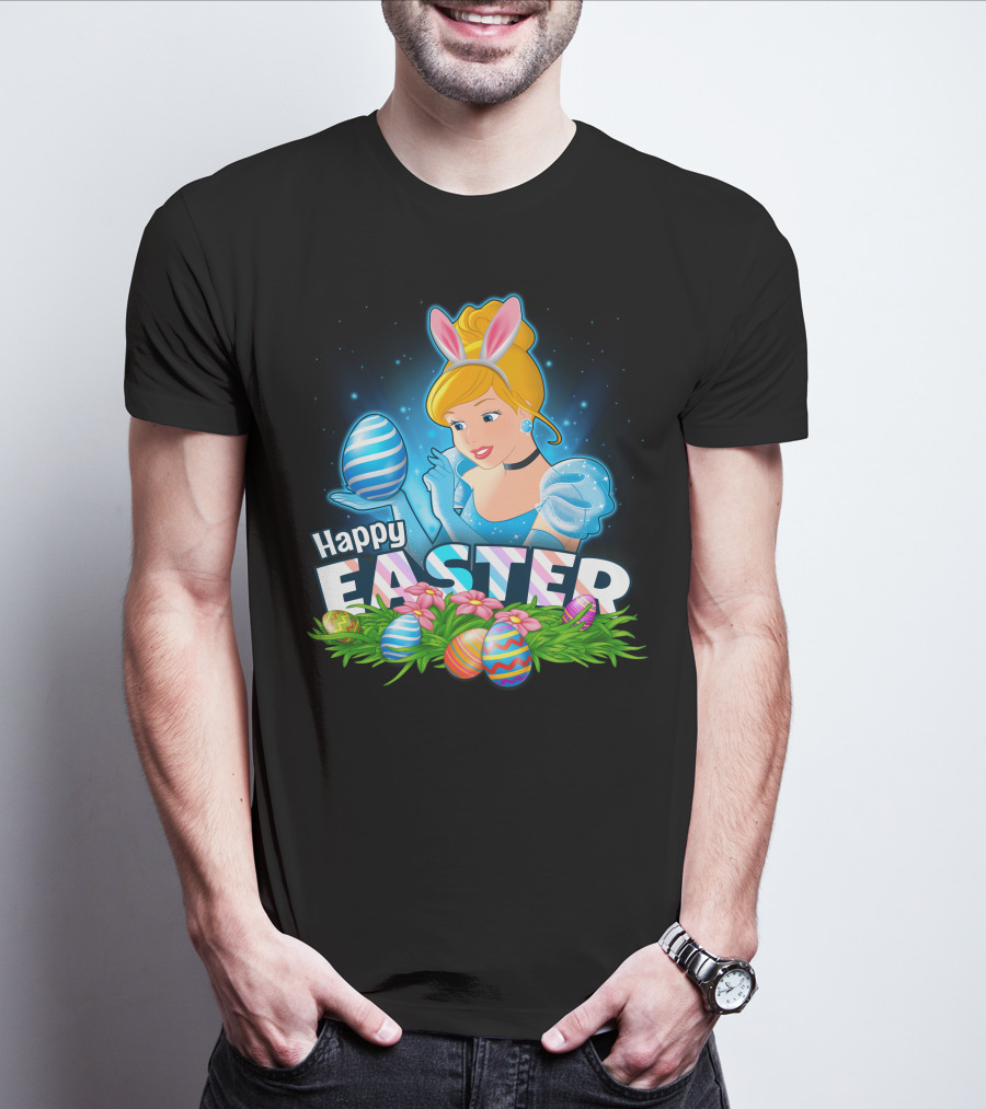 Cinderella Happy Easter Colorful Eggs And Bunny Ears T-Shirt