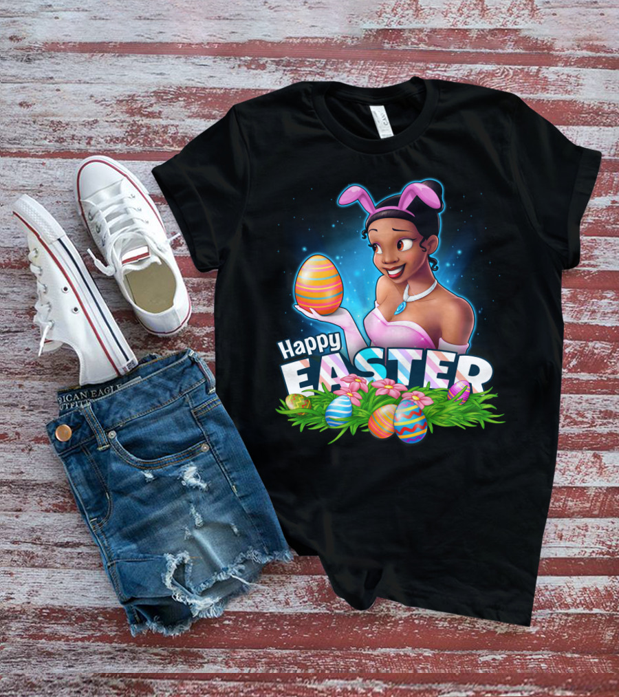 TIANA Happy Easter Colorful Eggs And Bunny Ears T-Shirt