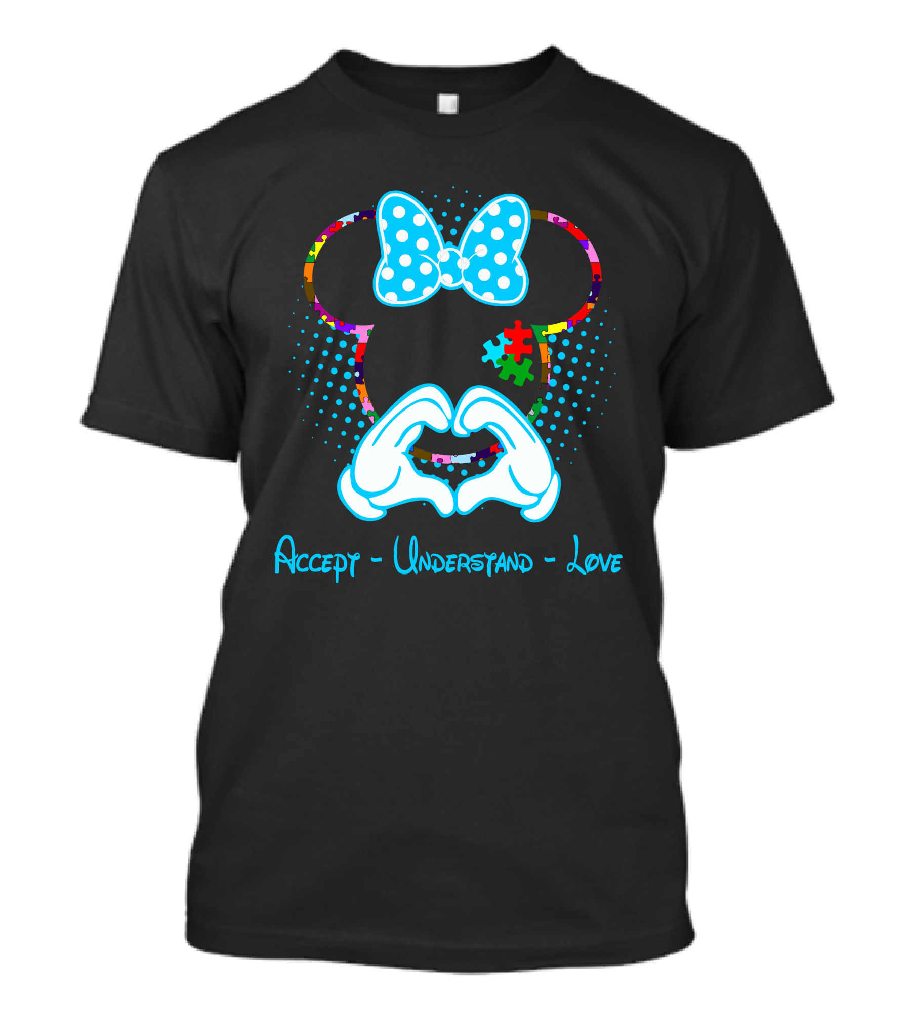 Accept Understand Love Autism Minnie Puzzle Bow T-Shirt
