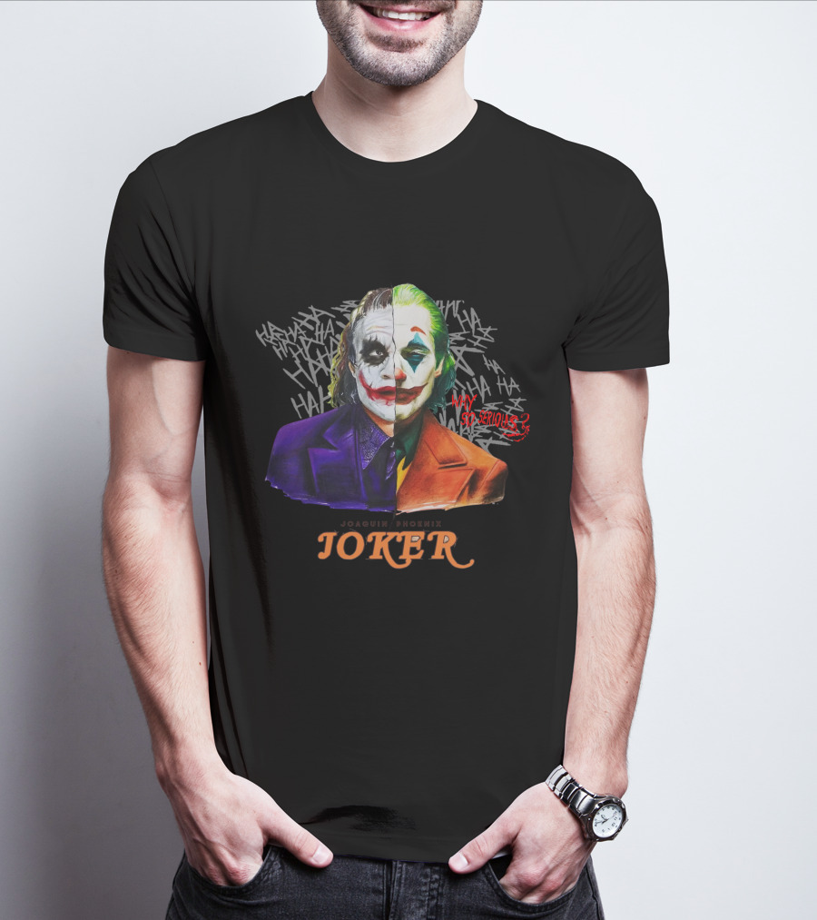 Joker Why So Serious Split Joaquin Phoenix Heath Ledger T-Shirt