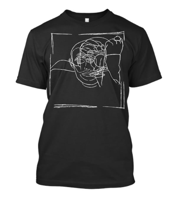 Circles Abstract Line Art Face In Hand Sketch T-Shirt