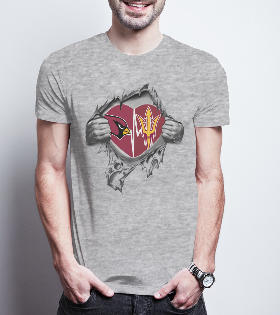 Arizona Cardinals And Arizona State Sun Devils Heartbeat Passion T-Shirt