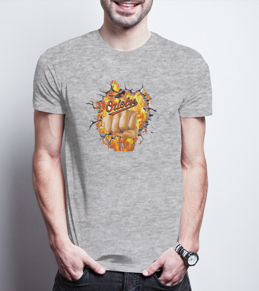 Orioles Fire And Steel Fist Burst T-Shirt