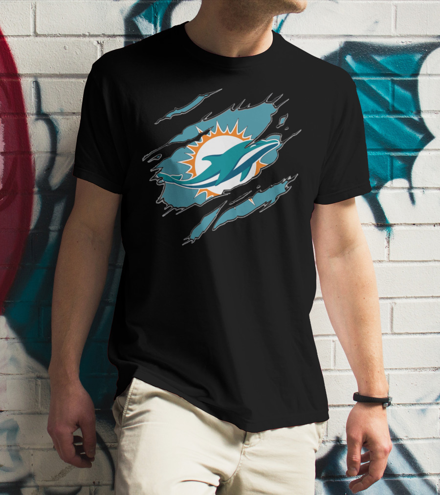 Miami Dolphins Ripped Claw Marks T-Shirt