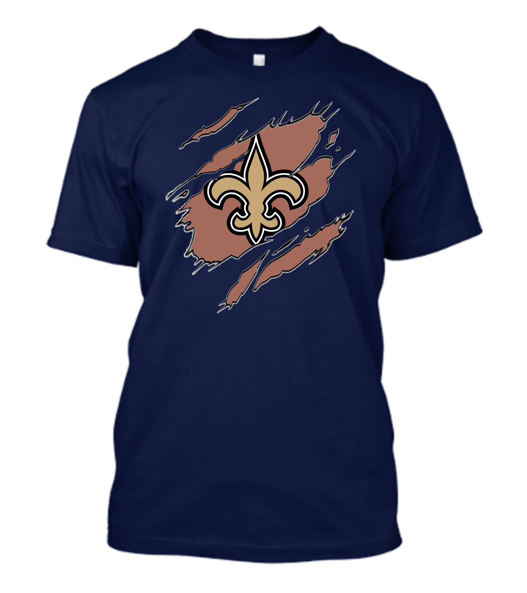 New Orleans Saints Fleur-De-Lis Claw Marks Blue And Gold T-Shirt