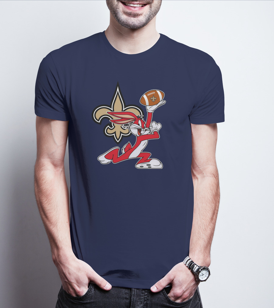 New Orleans Saints Bugs Bunny Football Fleur-de-Lis T-Shirt