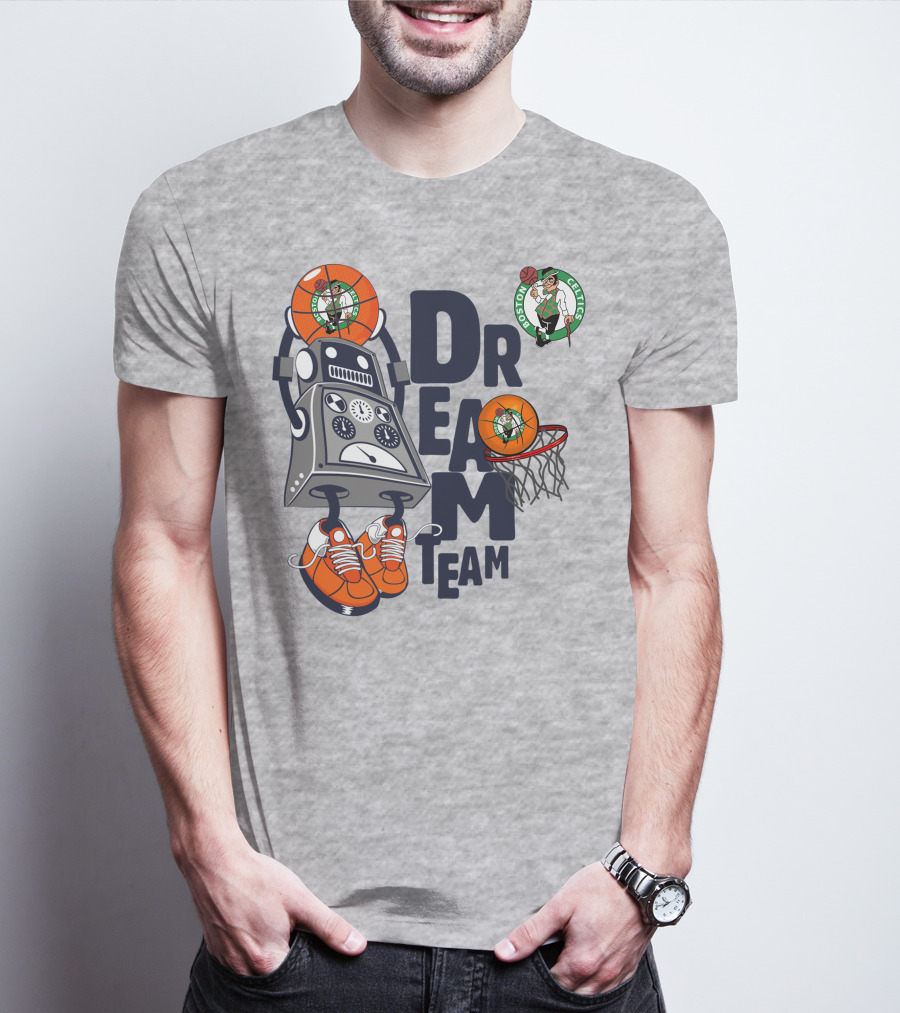 Boston Celtics Dream Team Robot Basketball Logo Sneakers T-Shirt