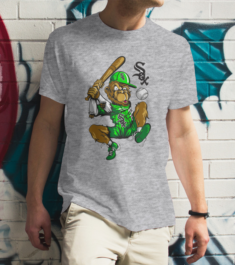 Chicago White Sox Baseball Cartoon Character Batter With Sox T-Shirt