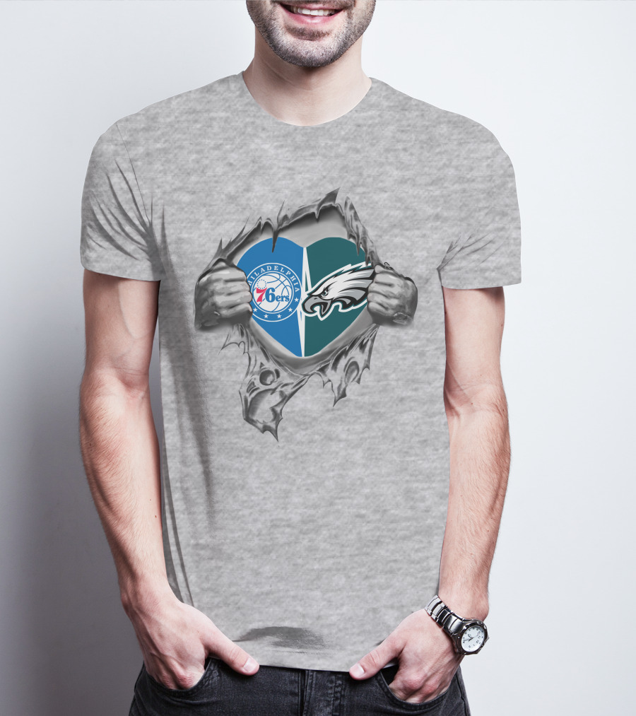 Philadelphia Eagles 76ers Heart In My Chest T-Shirt