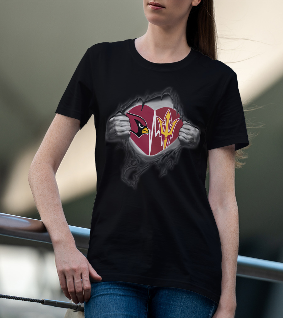 Arizona Cardinals Arizona State Sun Devils Heart Inside My Chest T-Shirt