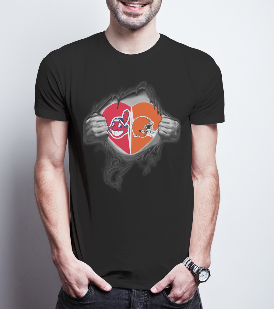 Cleveland Browns Cleveland Indians Heart T-Shirt
