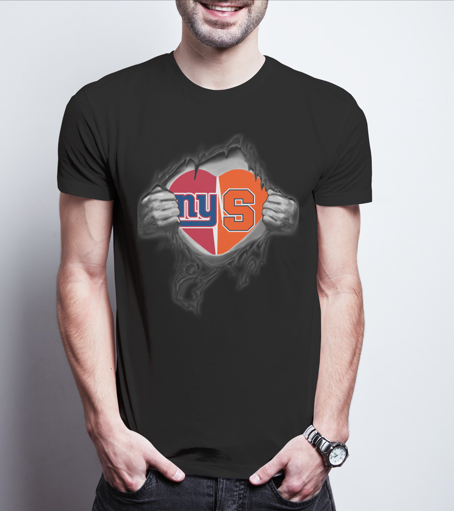 New York Giants Syracuse Orange Heart T-Shirt