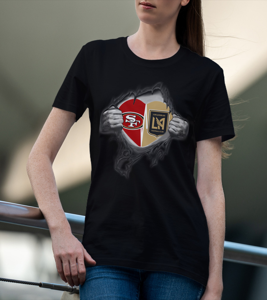 Sf 49ers Los Angeles Fc Heart Logo Fan Unity T-Shirt