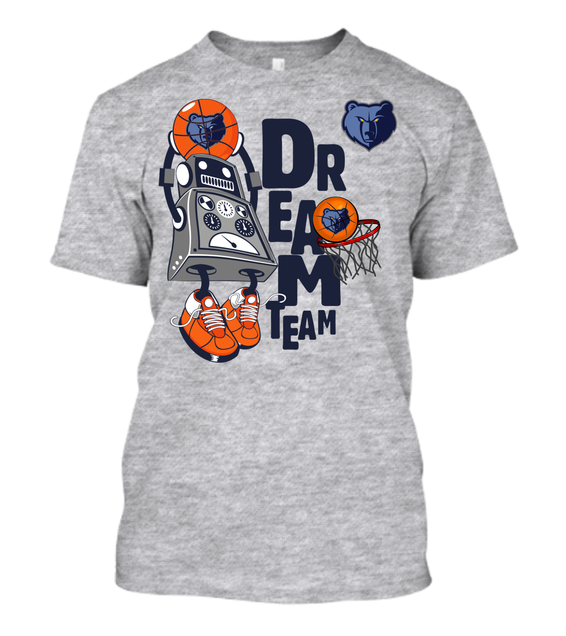 Memphis Grizzlies Dream Team Robot With Basketball And Bear T-Shirt