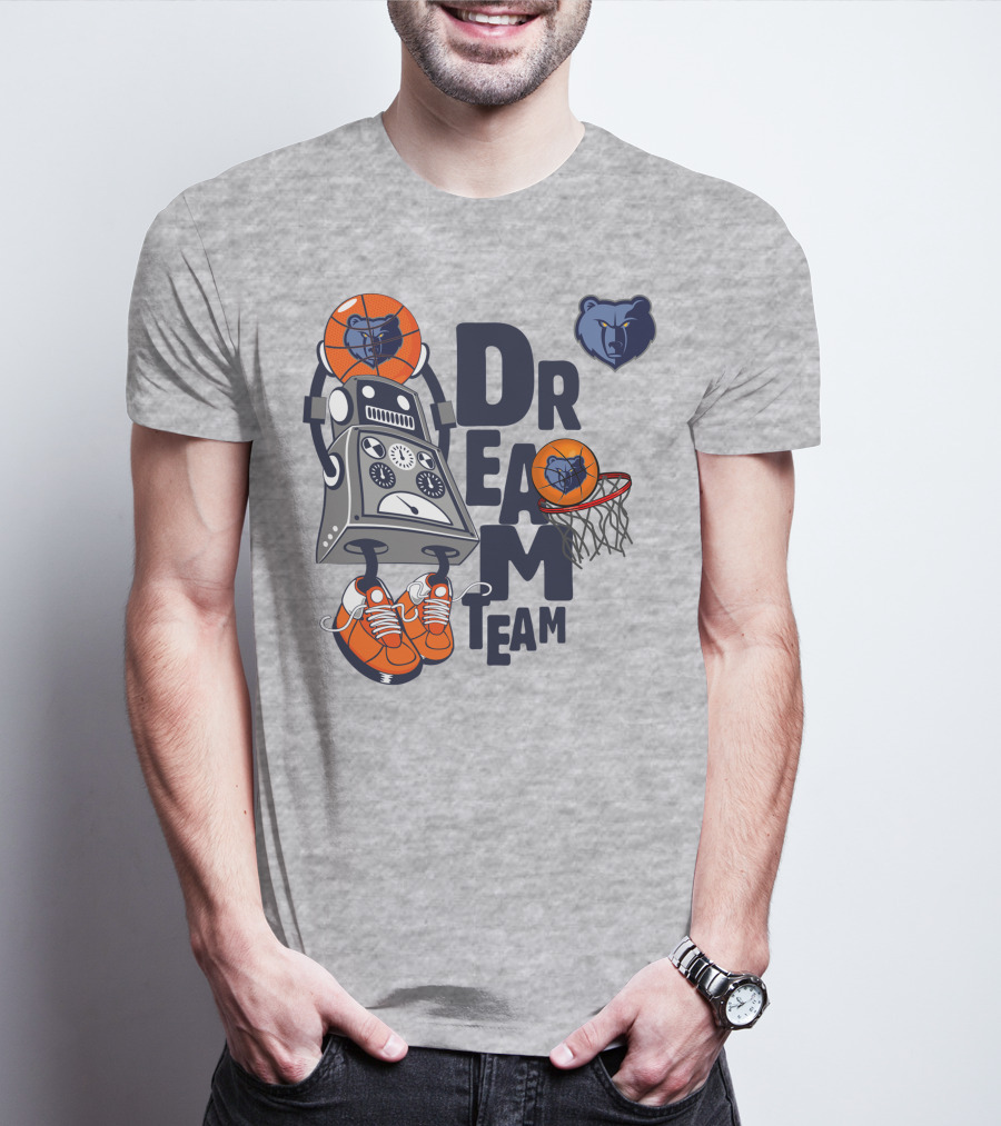 Memphis Grizzlies Dream Team Robot With Basketball And Bear T-Shirt