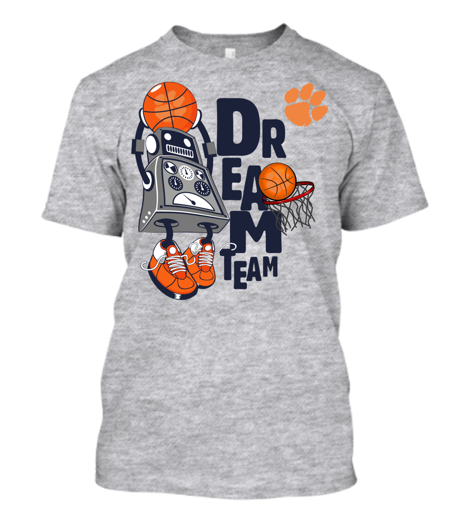 Clemson Dream Team Basketball Robot And Paw Print T-Shirt